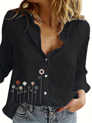  Floral Print Button Up Shirt Top