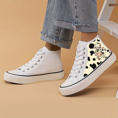 Bunny and Cow Printed High Top Sneakers for Women