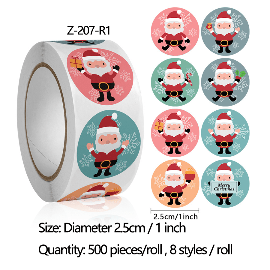 500 Merry Christmas Stickers Roll - Self adhesive Label Gift Seal Sticker
