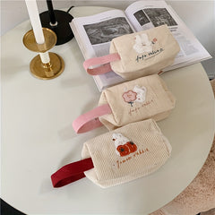 Embroidery Flower Rabbit Cosmetic Bag Stationery Coin Pencil Storage