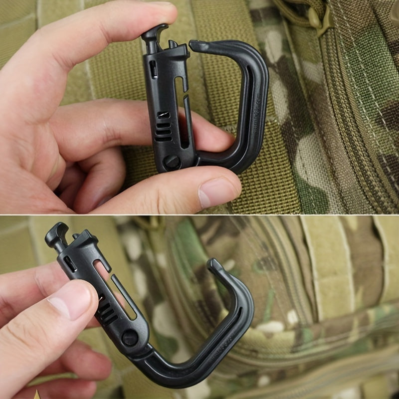 5pcs Plastic Hiking Buckles D Ring Backpack Hanging Spring Buckle