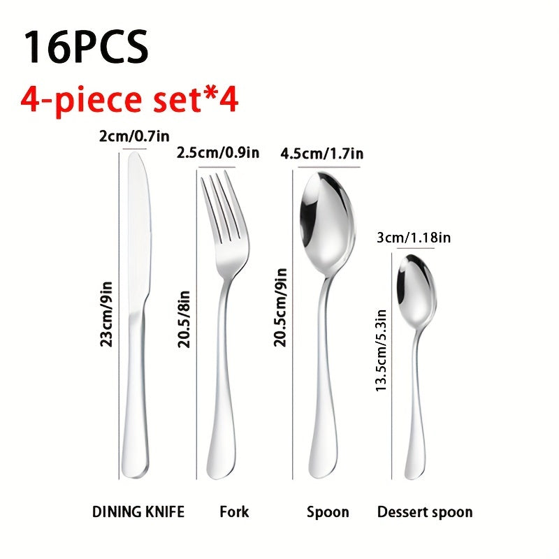 16pcs Stainless Steel Silverware Cutlery Set for Home Use