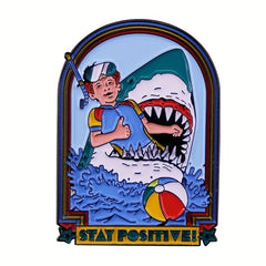 Funny Shark Eating Guy Metal Lapel Pin