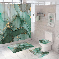 Waterproof Marble Shower Curtain & Bathroom Rug Set