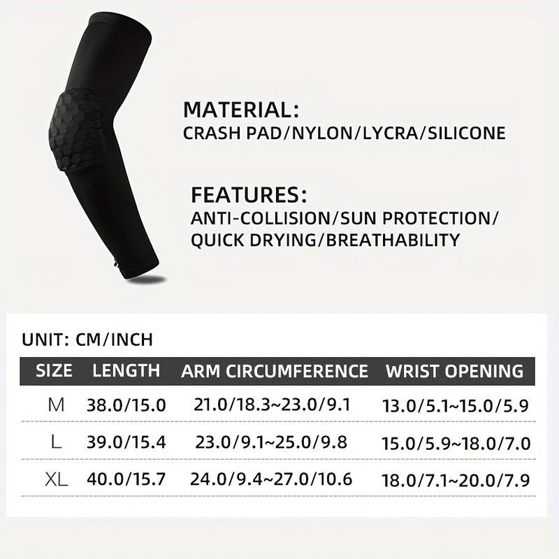 Honeycomb Arm Sleeves UV Protection Elbow Guards for Outdoor Sports
