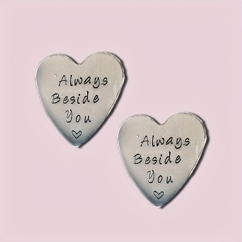 Beside You Heart Keepsake Token English Pewter Hand Stamped Pocket