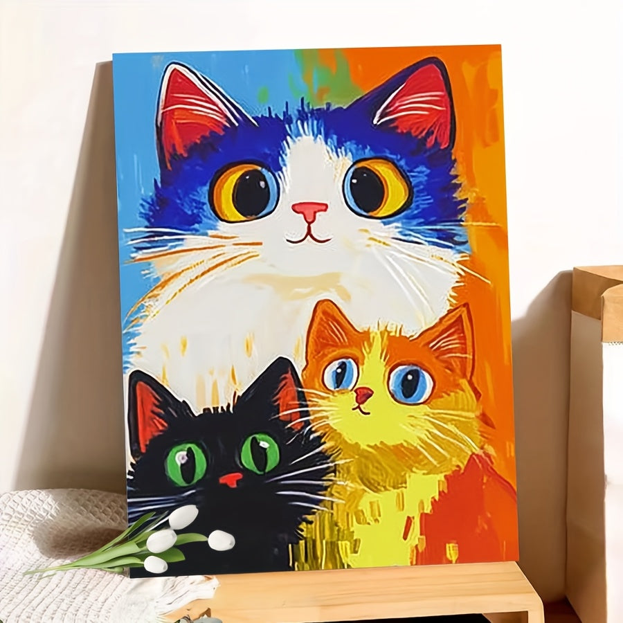 DIY Three Cats Digital Painting Kit for Adults - Home Decoration Gift