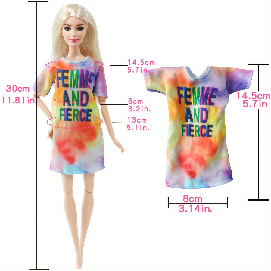 5pcs Doll Clothes Set for 11.5 Inch Dolls Casual & School Style Outfits