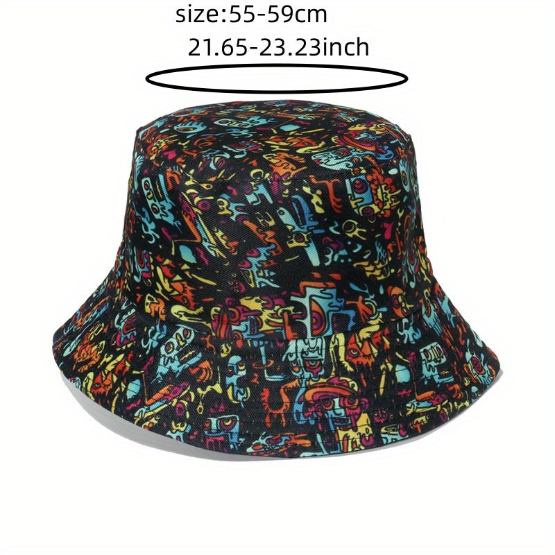 Alien Bucket Hat Cartoon Print Casual Basin Lightweight Sunscreen Cap