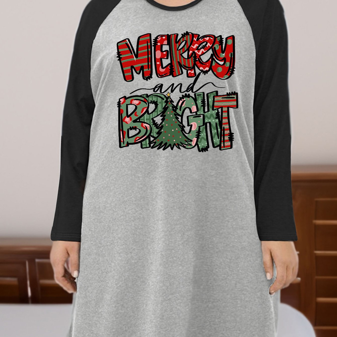  Christmas Nightdress Women's Plus Christmas Tree Tee Sleep Dress