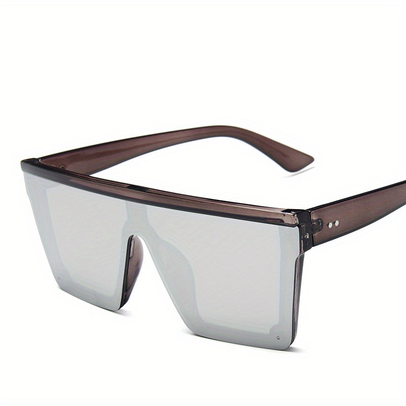 Half Rimless Oversized Square Sunglasses for Women Classic Sunshade Mirrored