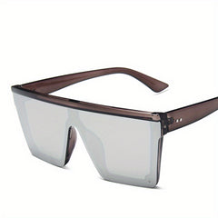 Half Rimless Oversized Square Sunglasses for Women Classic Sunshade Mirrored