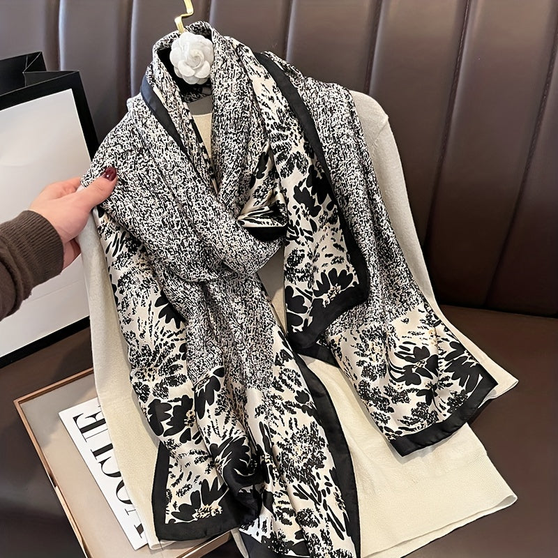 Chrysanthemum Print Large Silk Scarf
