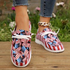Women's Flag Canvas Loafers Soft Slip On Shoes