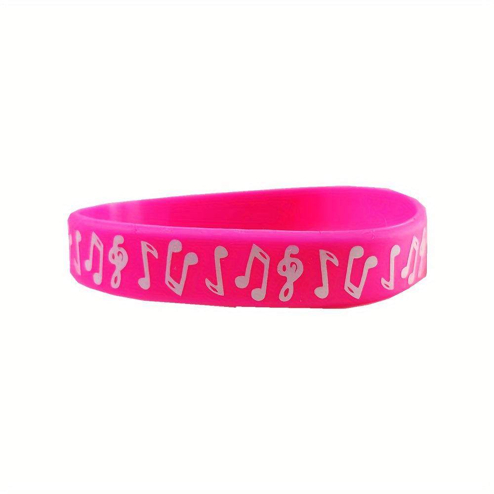 4pcs Music Note Silicone Bracelet Stylish Rubber Wristband