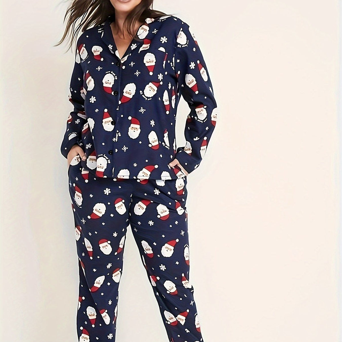 Christmas Lounge Set Long Sleeve Top & Pants Women's Sleepwear