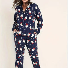 Christmas Lounge Set Long Sleeve Top & Pants Women's Sleepwear