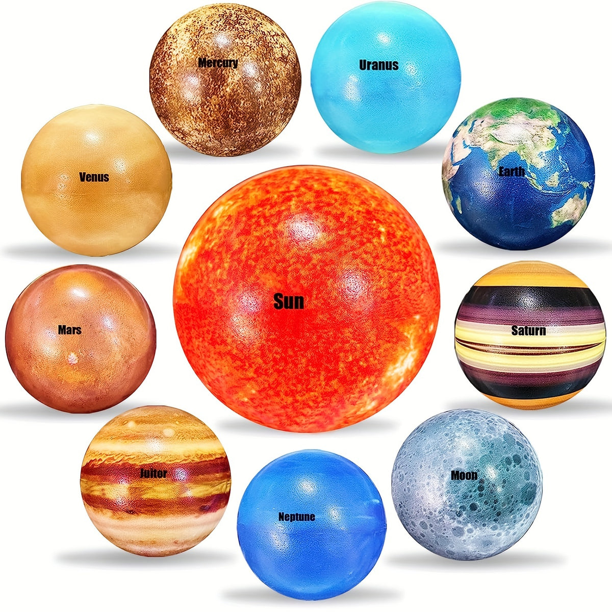 10pcs Solar System Stress Relief Spheres Educational Planet Themed Party Favors
