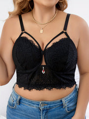  Sexy Rhinestone Lace Strappy Bra