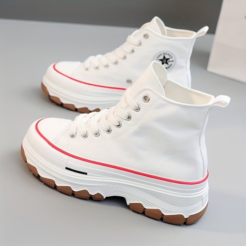 Women's High Top Canvas Shoes Lace Up Platform Sneakers