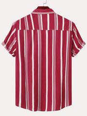 Stripe Print Men's Short Sleeve Shirt for Vacation