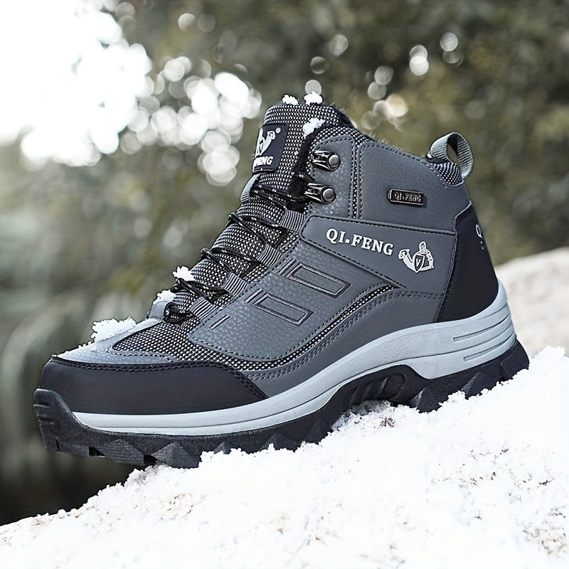 Men's Warm Plush Lining Hiking Boots Durable Non Slip Snow Boots