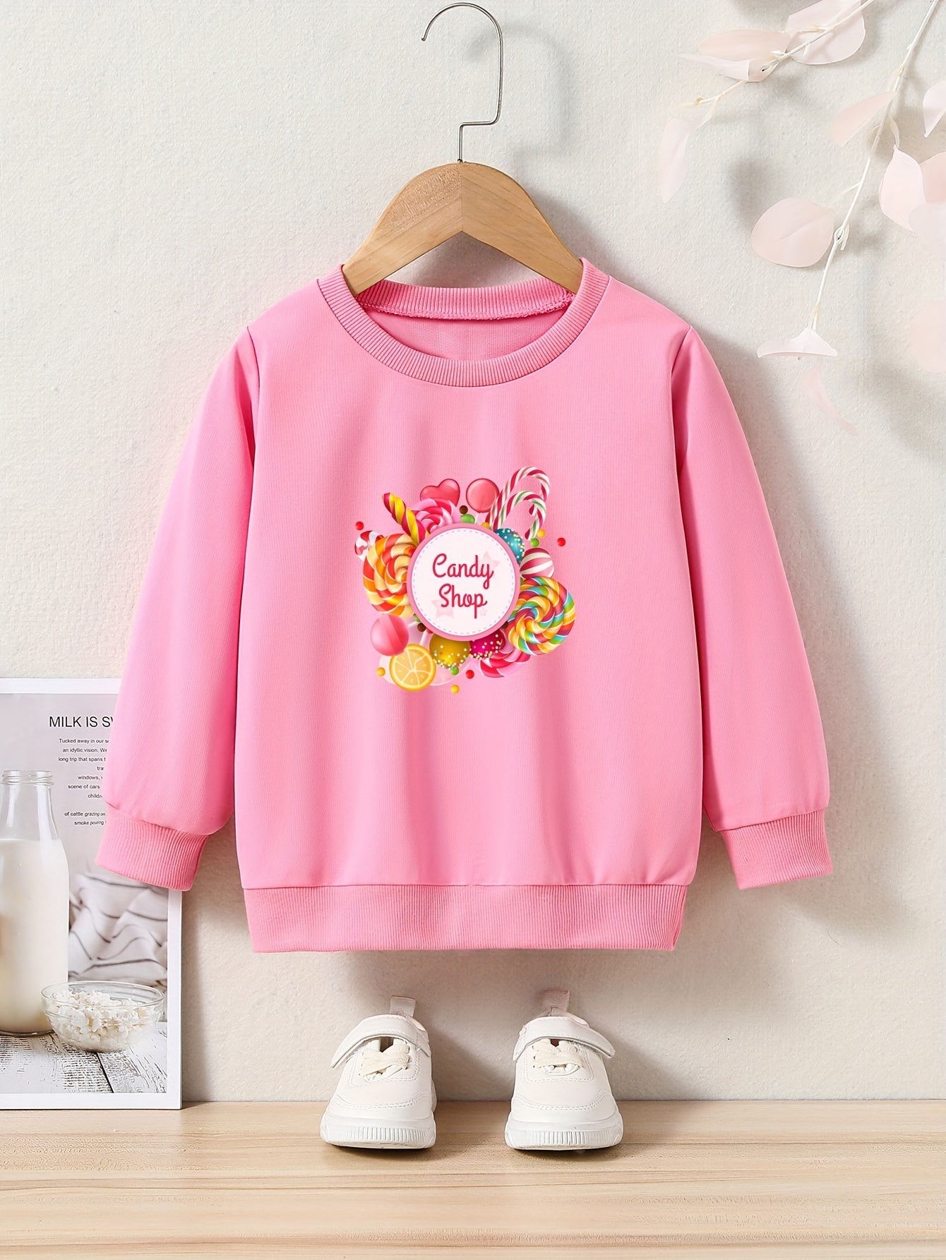 Girls Candy Shop Print Sweatshirt Long Sleeve Top