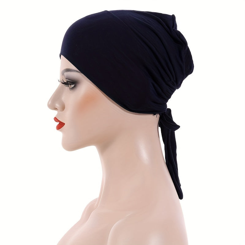 Drawstring Lace Up Turban Soft Hijab Hat Inner Cap Women Headwraps