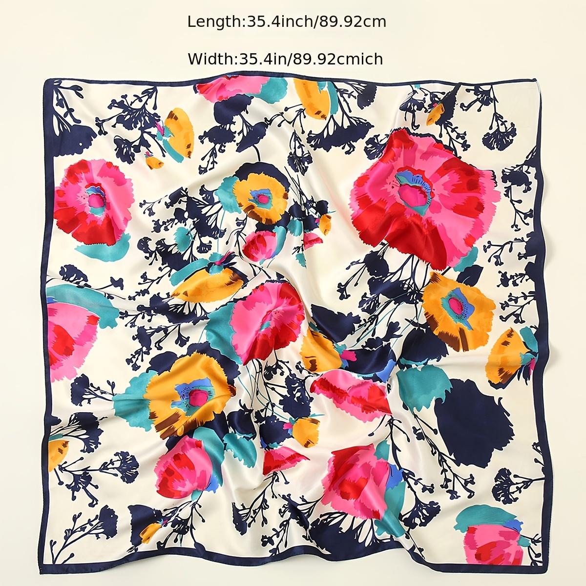Women's Floral Silk Scarf Shawl Neck Wrap Headscarf Windproof Hair Accessory