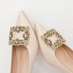 2pcs Square Rhinestone Shoe Buckles Wedding High Heel Decor