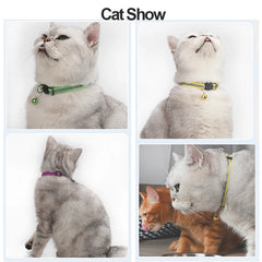 Reflective Pet Collar for Cats and Small Dogs, Safety Buckle, Bell