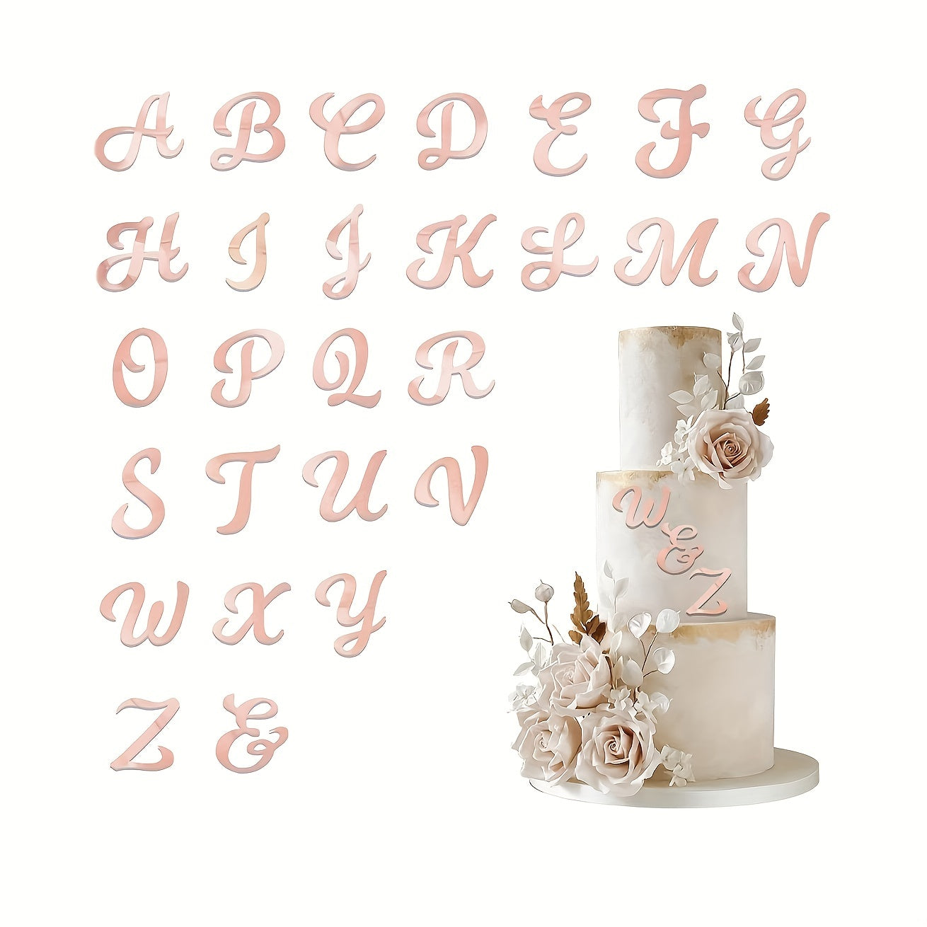 27pcs Solid Letter Cake Topper for Weddings Birthdays & Parties