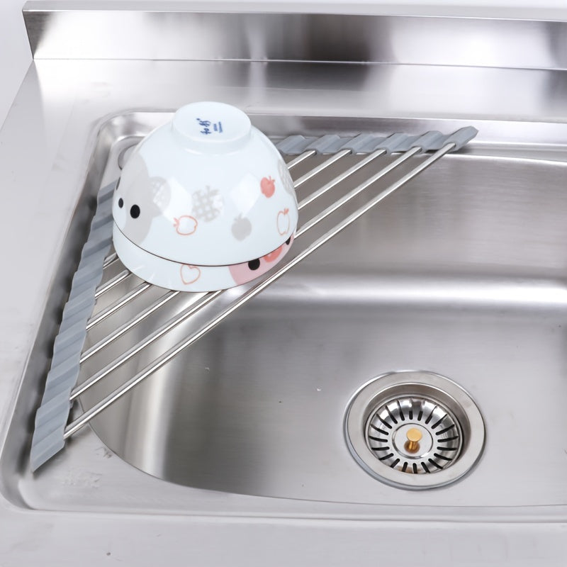 1pc Folding Triangular Drain Rack Kitchen Sink Storage Rack