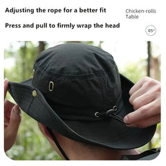 Wide Brim Sun Protection Bucket Cap for Climbing Fishing Cycling