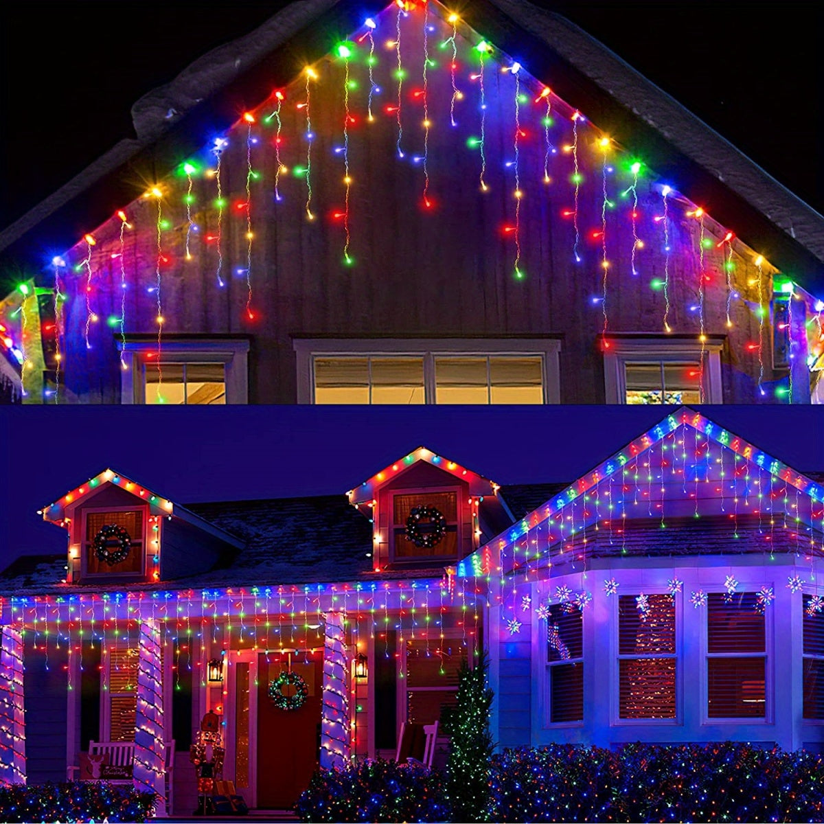 4m 13ft 90LED Icicle Lights Outdoor Decoration 8 Modes USB Plug In Waterproof