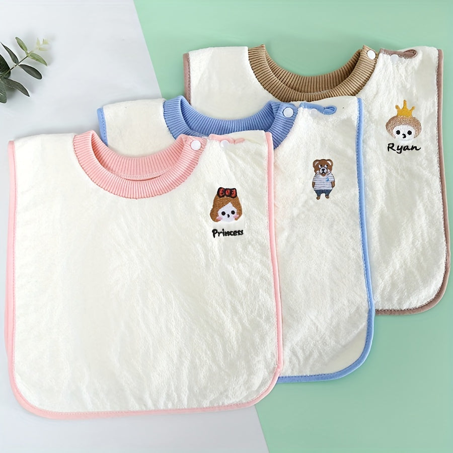 Soft Coral Fleece Bib Waterproof Cartoon Design for Kids