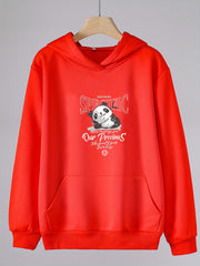 Girls Panda Print Hoodies Comfy Hooded Pullover With Pocket