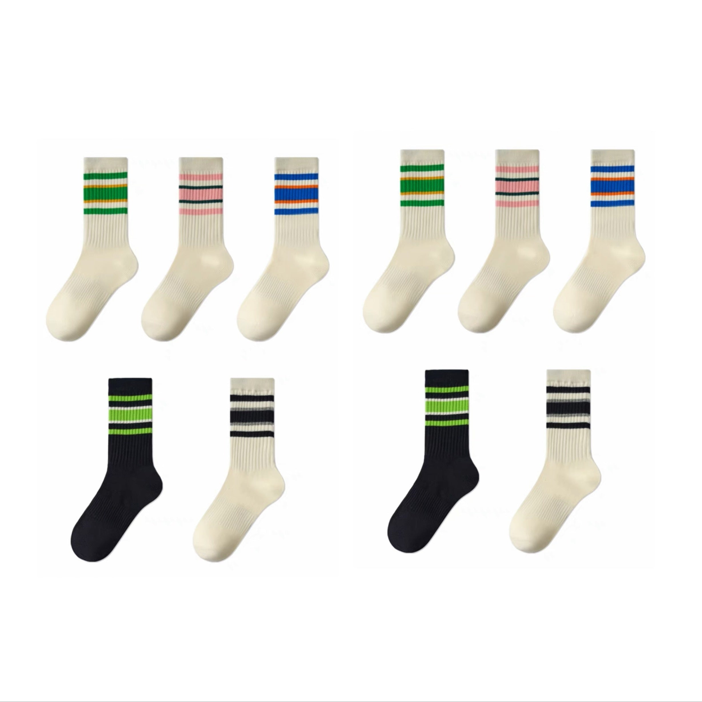 Colorblock Striped Socks Comfy & Breathable Women's Stockings