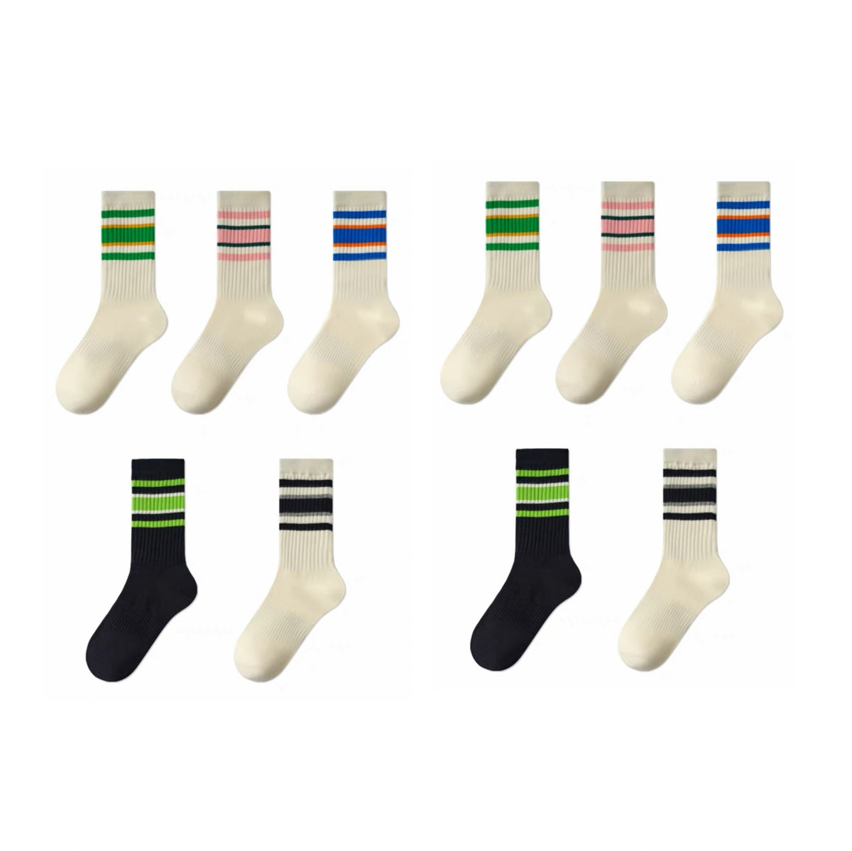 Colorblock Striped Socks Comfy & Breathable Women's Stockings