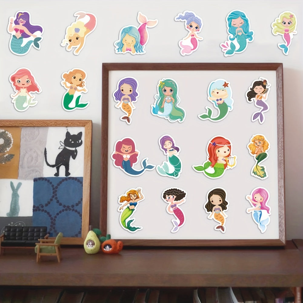 60pcs Cartoon Mermaid Stickers Waterproof Vinyl Decals