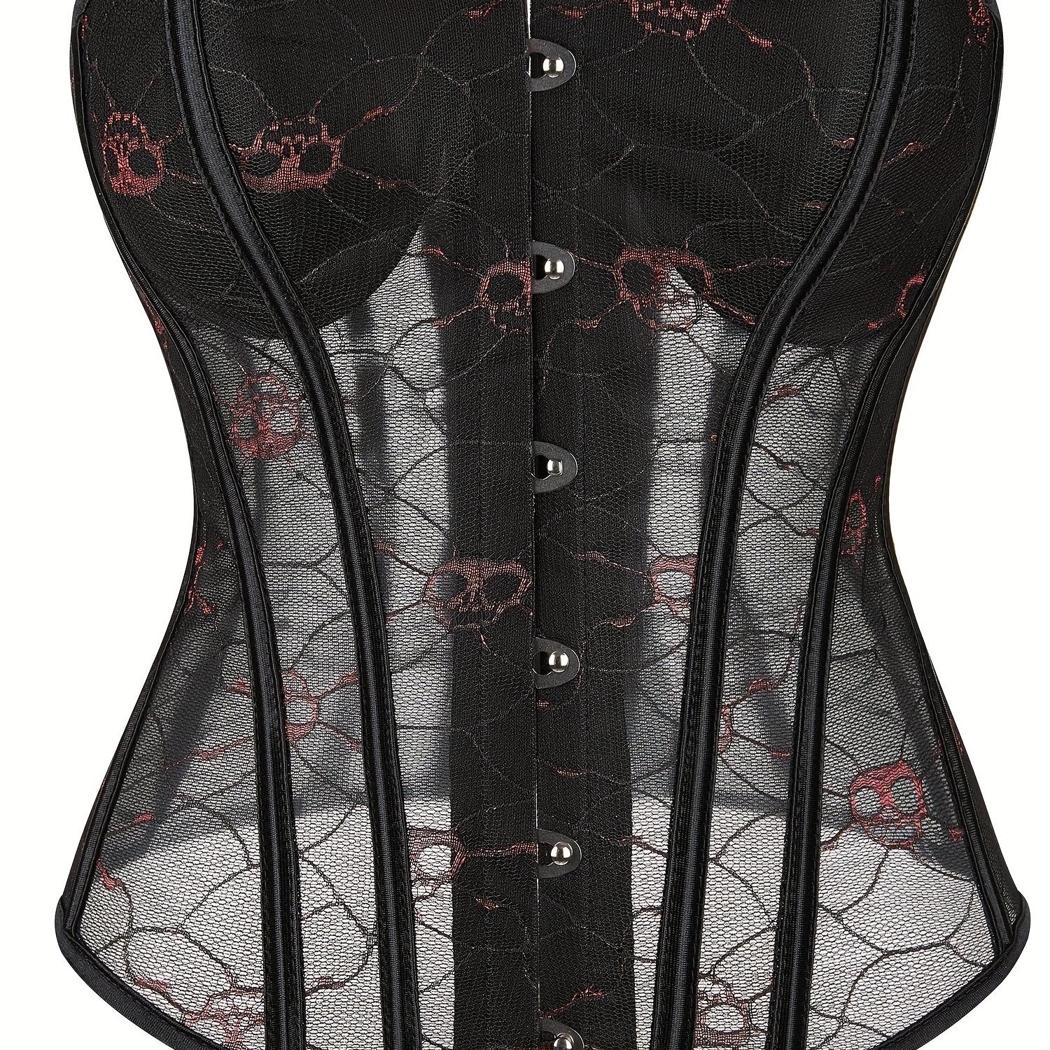 Skull Pattern Strapless Corset Tummy Control Lace Up Body Shaper