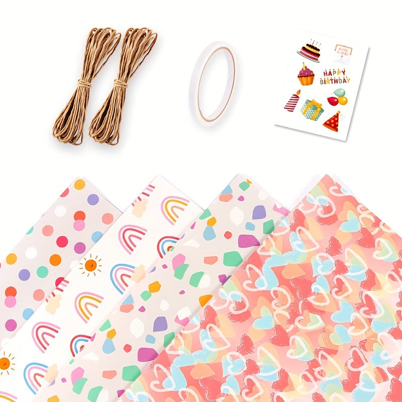 4pcs Wrapping Paper Holiday Gift Decoration Paper