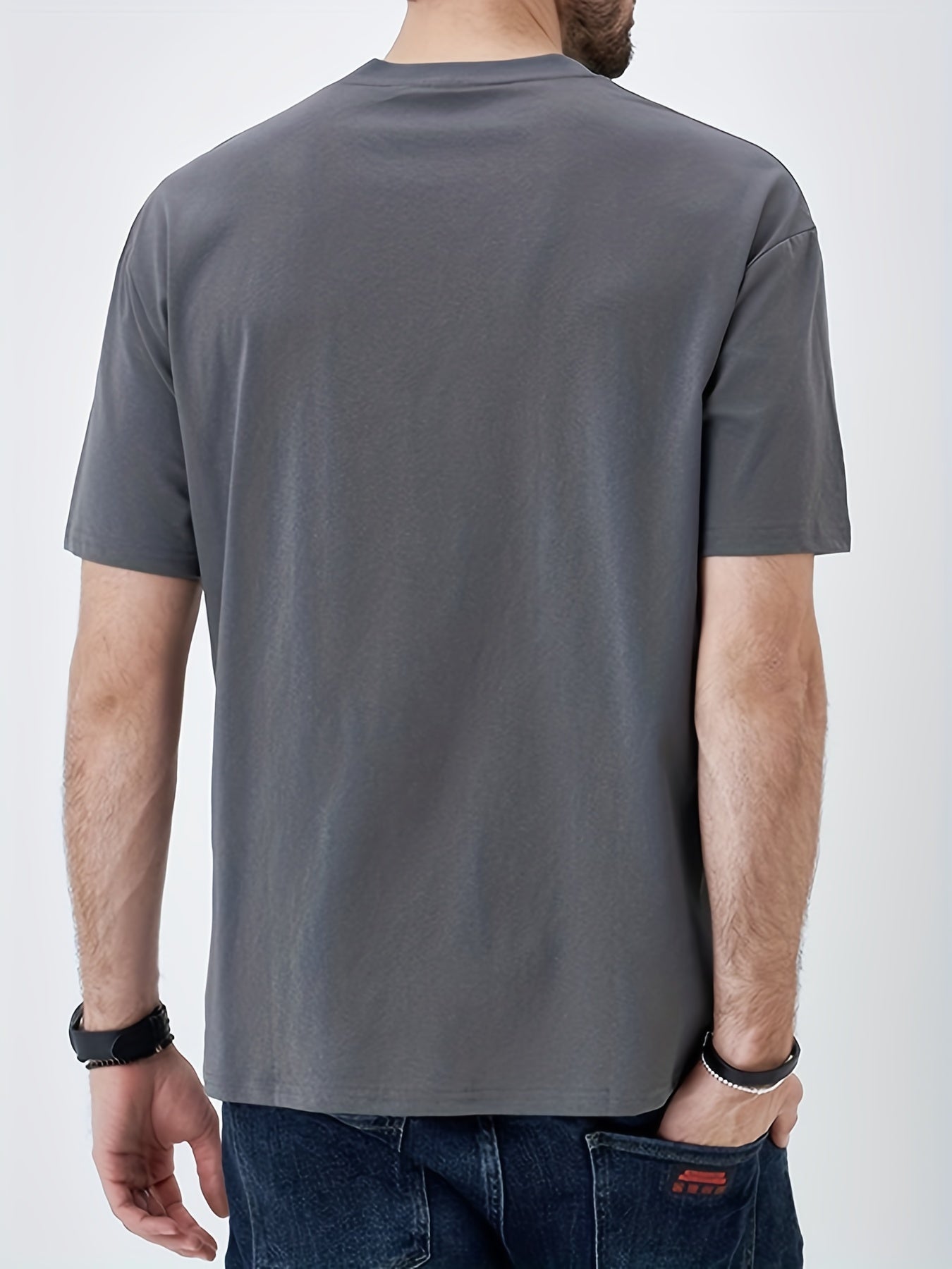 Solid Cotton Men's Graphic Crew Neck T-shirt Casual Comfy Tee
