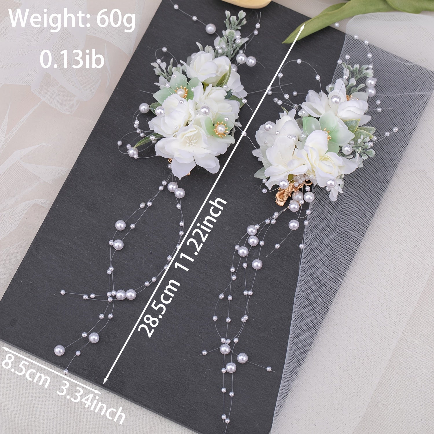 2pcs Flower & Tassel Hair Clip Faux Pearl Barrette Headwear