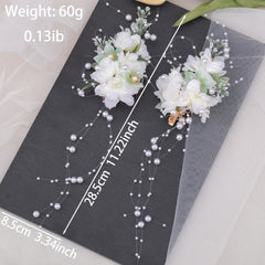 2pcs Flower & Tassel Hair Clip Faux Pearl Barrette Headwear