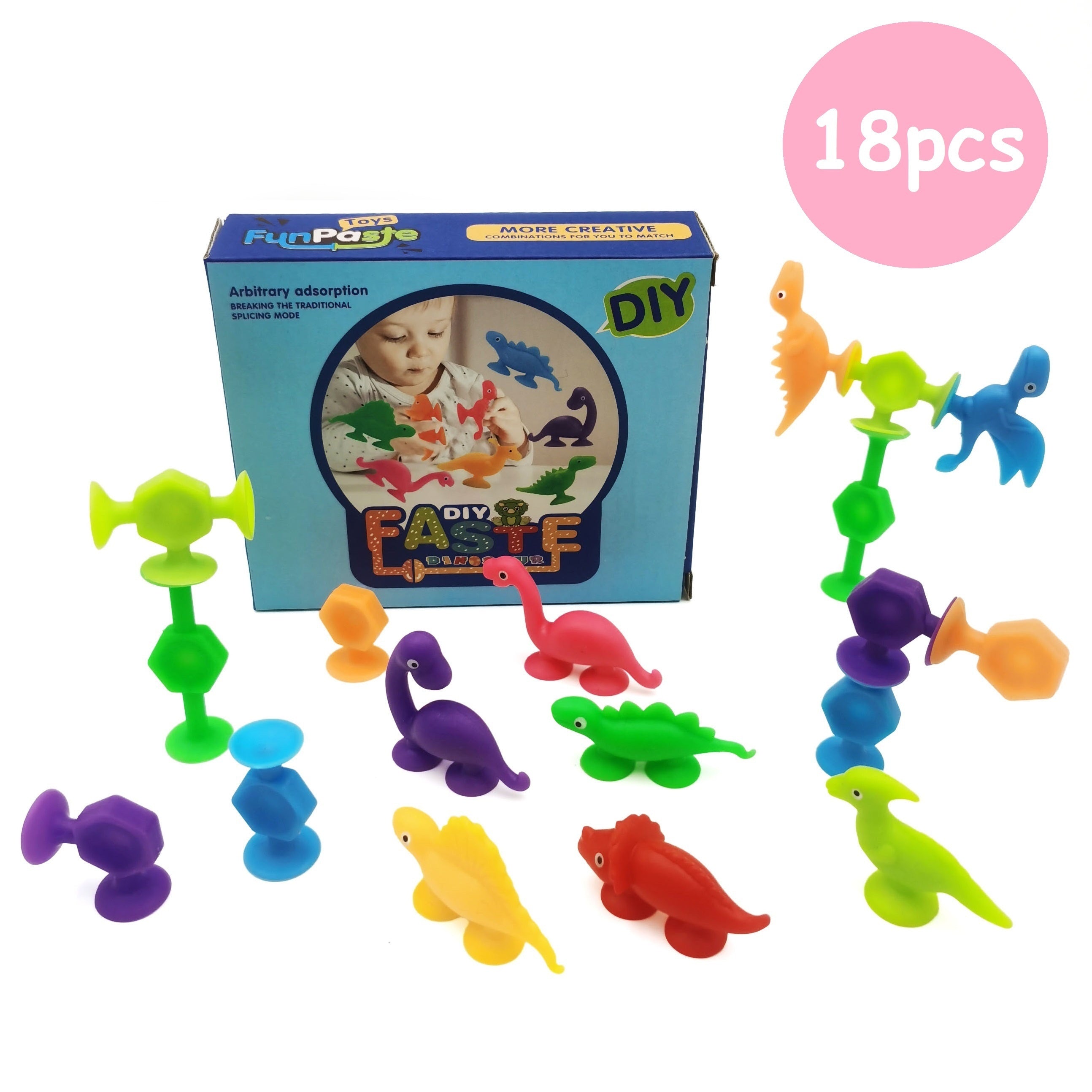 DIY Dinosaur Building Blocks Set Soft Construction Pop Fidget Toy