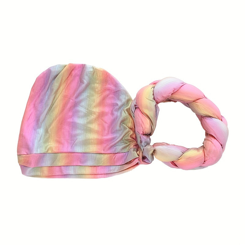Pink Gradient Turban Cap Beanie For Women Elastic Headwear