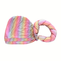 Pink Gradient Turban Cap Beanie For Women Elastic Headwear
