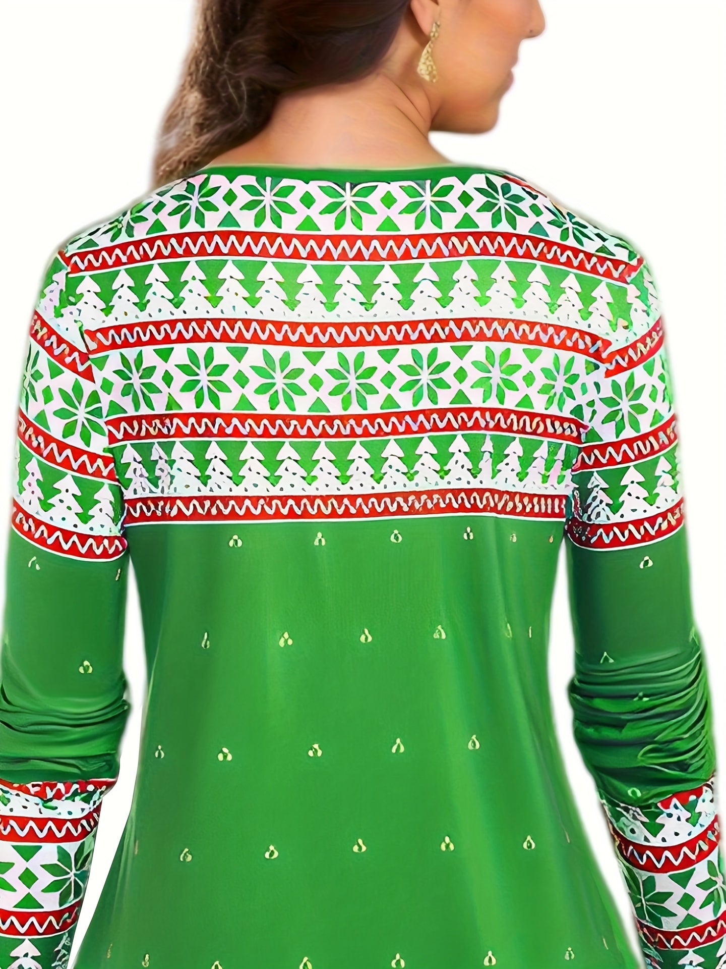  Christmas Outfits Set Women's Plus Christmas Tree & Cat Print