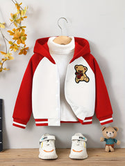 Boys Hooded Fleece Bear Print Jacket